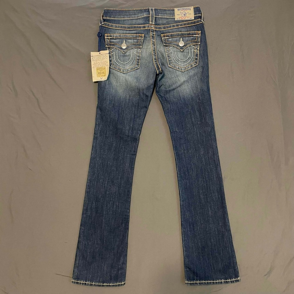 $235 NWT True Religion Size 27 Havana Bootcut Big T Jeans Blue Havana - Picture 3 of 12